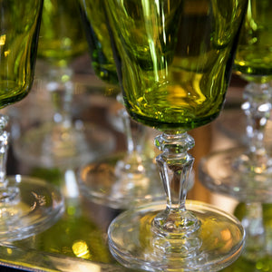 1930's French Green Crystal Glasses