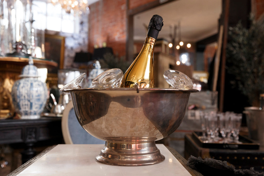 1920's French Champagne Bucket With French Champagne Glasses