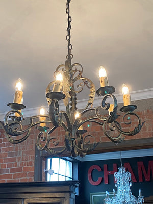 French Brass Wrought Iron Light