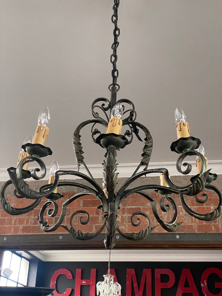 French Brass Wrought Iron Light