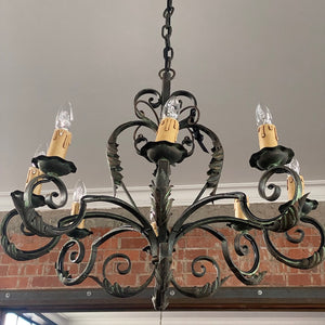 French Brass Wrought Iron Light
