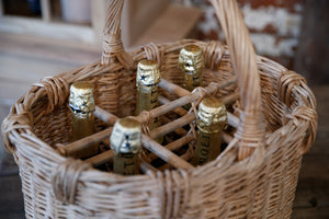Vintage French Cane Champagne Bottle Carrier