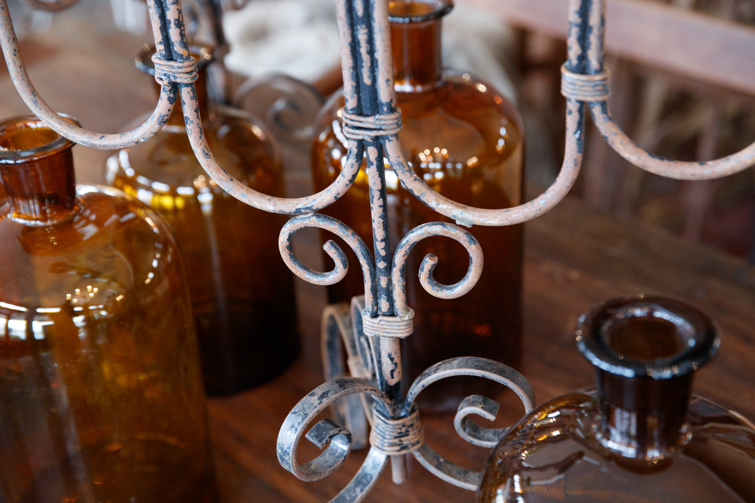 Vintage French Wrought Iron Candelabras
