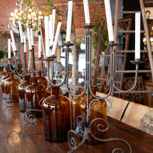 Vintage French Wrought Iron Candelabras