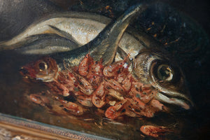 Beautiful Fish Oil Painting - Gold Gilt Frame
