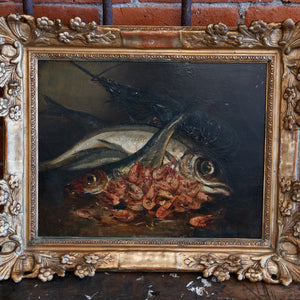 Beautiful Fish Oil Painting - Gold Gilt Frame
