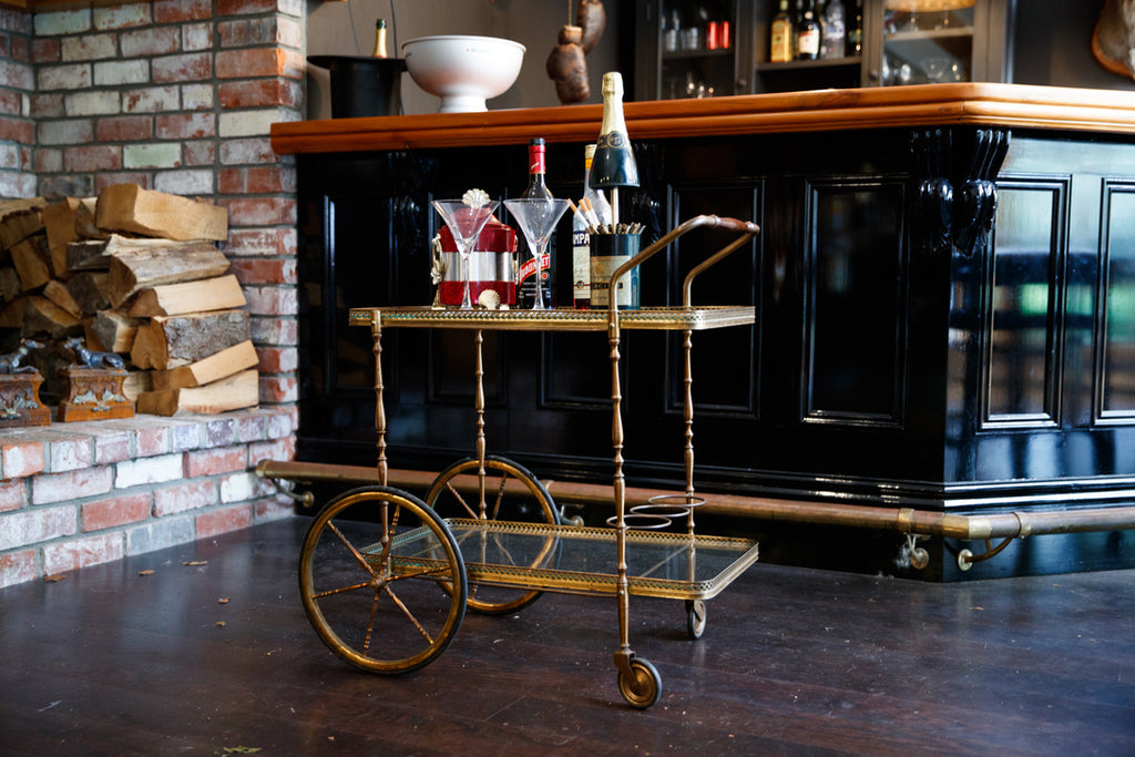 Original French Brass Drinks Trolley