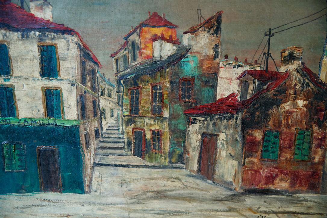 French Oil On Canvas - French Village