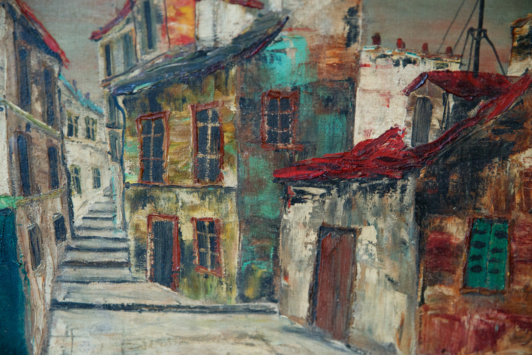 French Oil On Canvas - French Village