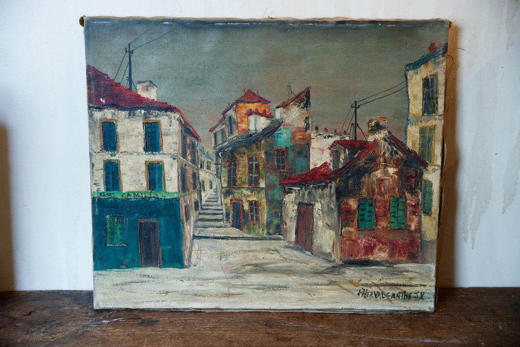 French Oil On Canvas - French Village