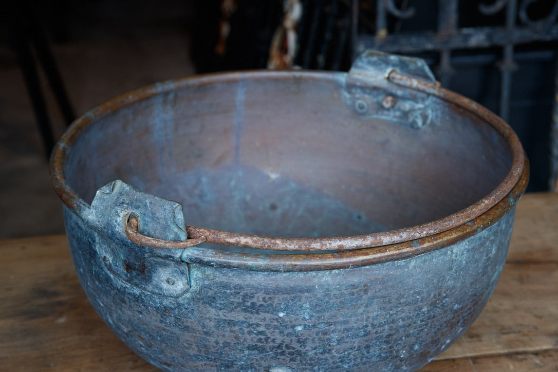 Vintage French Brass Cauldron