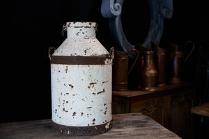 Large 19th Century Milk Churn - White Patina