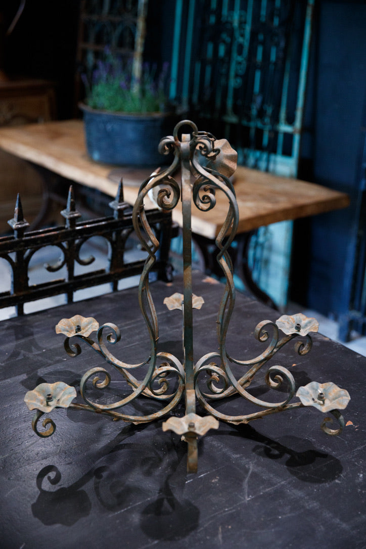 French Wrought Iron Candelabra - Blue Rust Patina