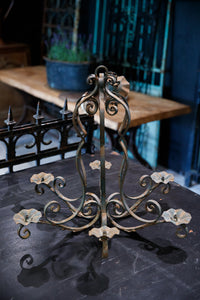 French Wrought Iron Candelabra - Blue Rust Patina