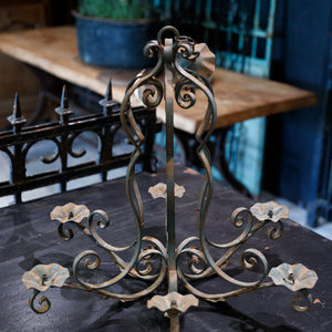 French Wrought Iron Candelabra - Blue Rust Patina