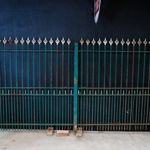 19th Century French Iron Entrance Gates - Green Patina