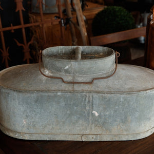 Large Vintage French Zinc Fishing Pail