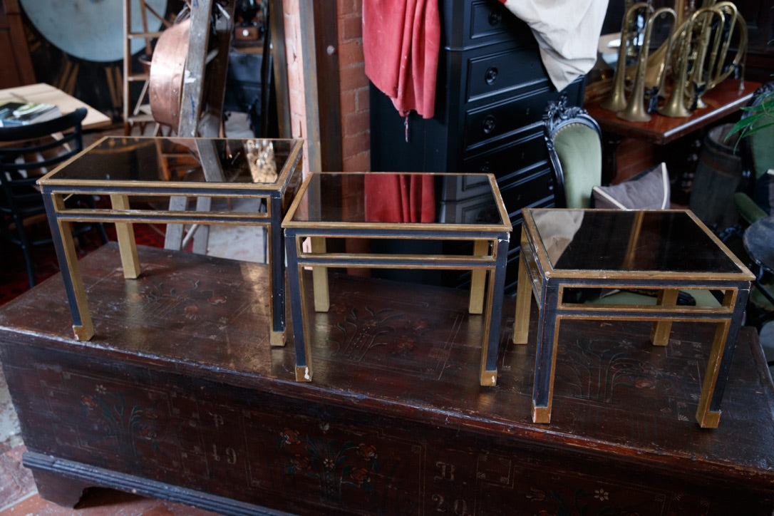 Original Italian Mid Century Mirrored Nesting Tables