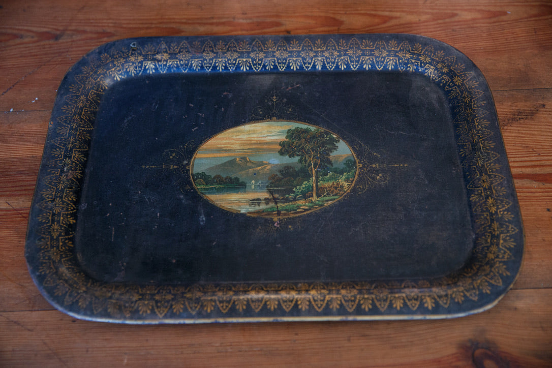 Hand Painted French Metal Tray