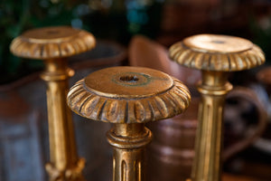 French Gold Wooden Candlesticks