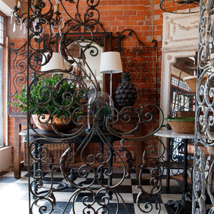 19th Century French Wrought Iron Orangerie Screen - Green Patina