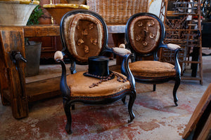 Original Napoleon III Undressed Chairs With Silk Florets