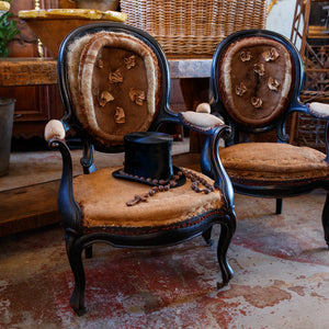 Original Napoleon III Undressed Chairs With Silk Florets