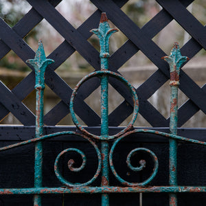 19th Century French Wrought Iron Gate - Green Patina