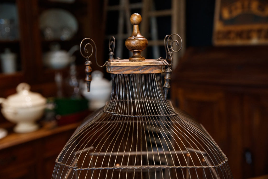 Antique French Wooden Birdcage