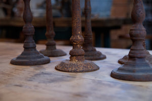 Vintage French Cast Iron Candlesticks
