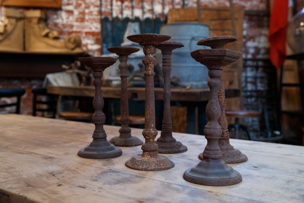 Vintage French Cast Iron Candlesticks