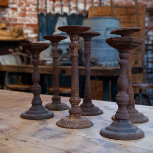 Vintage French Cast Iron Candlesticks