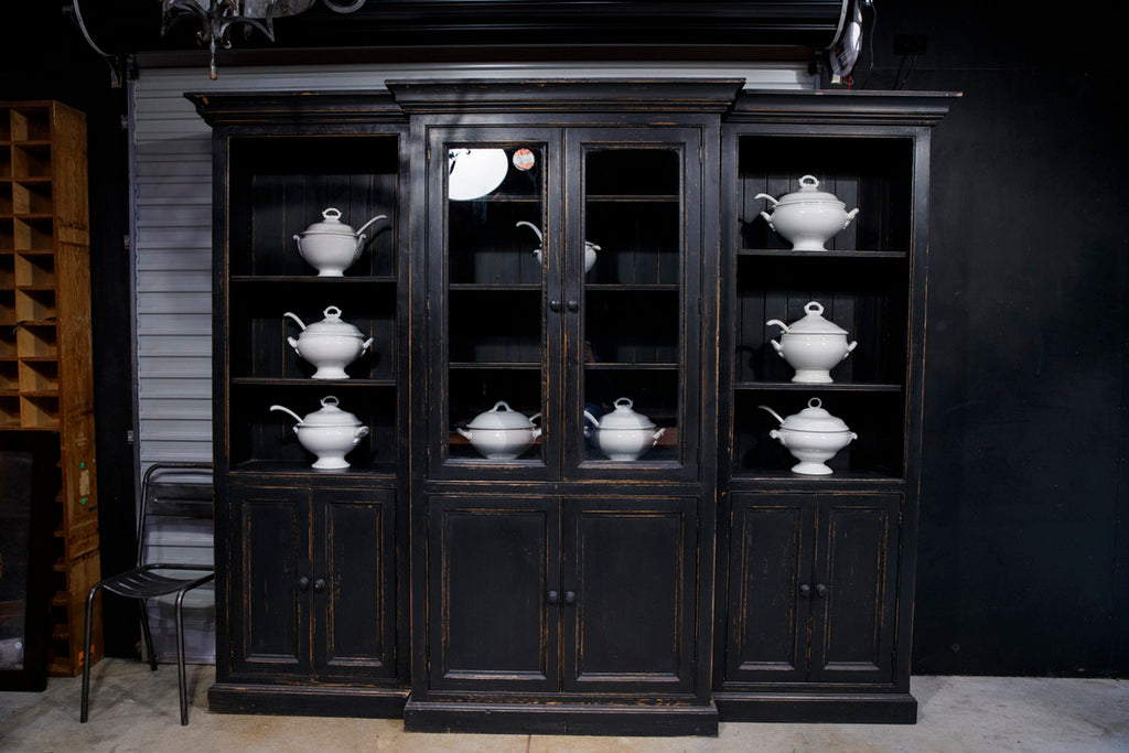 French Black Library Cabinet