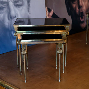 Original French Mid Century Mirrored Table Nest