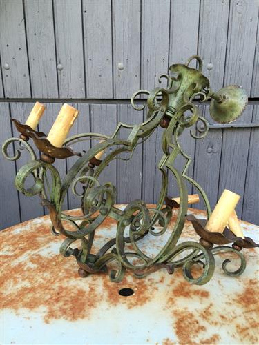 French Green Wrought Iron Light