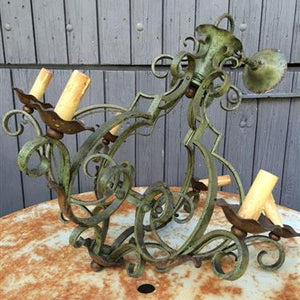 French Green Wrought Iron Light